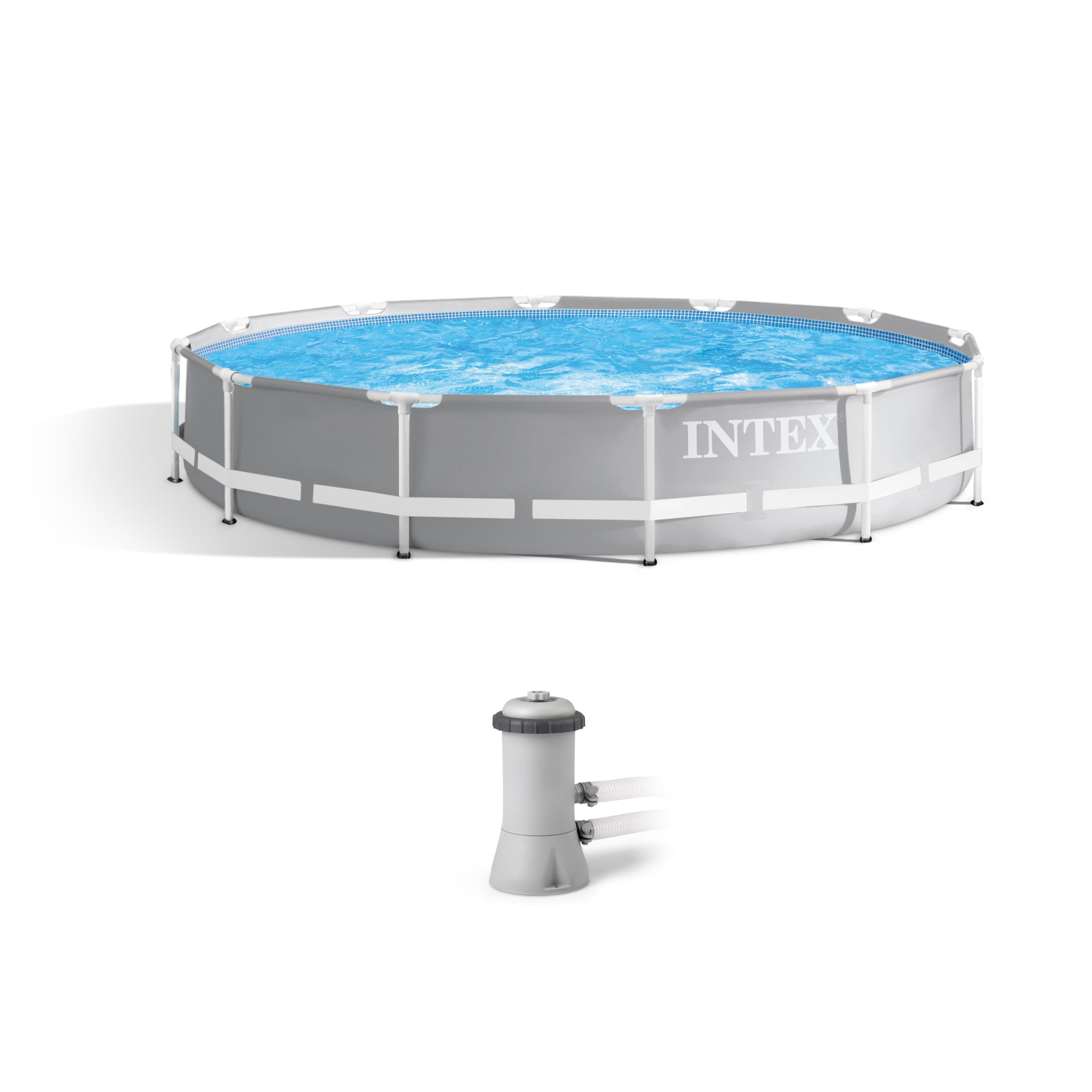 Intex Prism Frame 12ft x 30in Round Above Ground Swimming Pool Set w/Pump