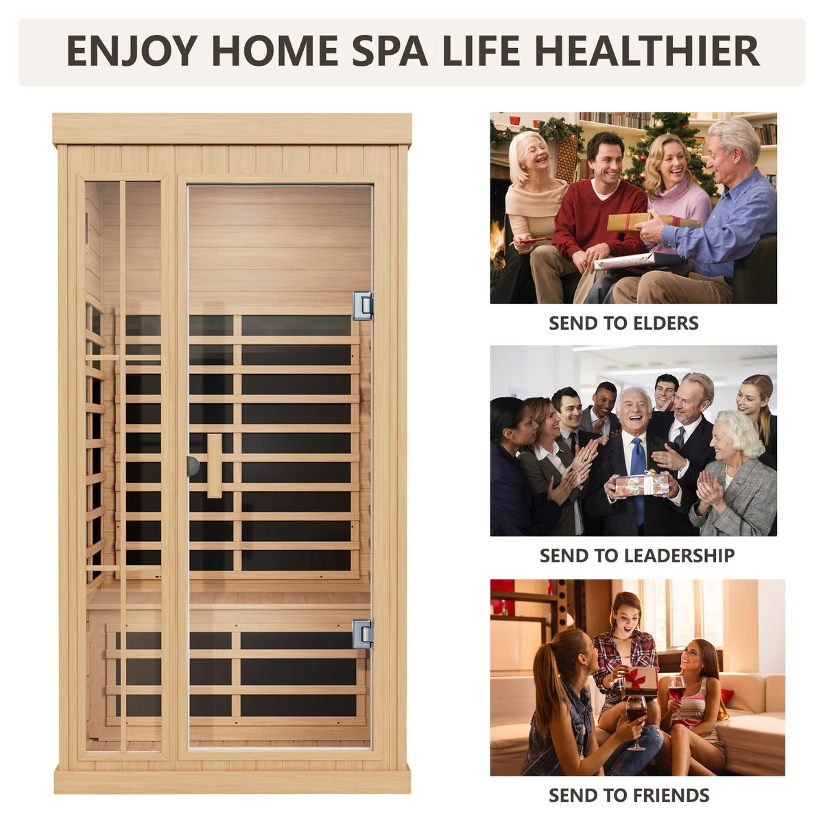 Kanlanth 1-2 Person Infrared Sauna, Hemlock Wood Low EMF Far Infrared Saunas for Home, APP Control 1350w Indoor Personal Sauna Room with Blue-Tooth, 7 Color Therapy Light, 7 Heating Panels