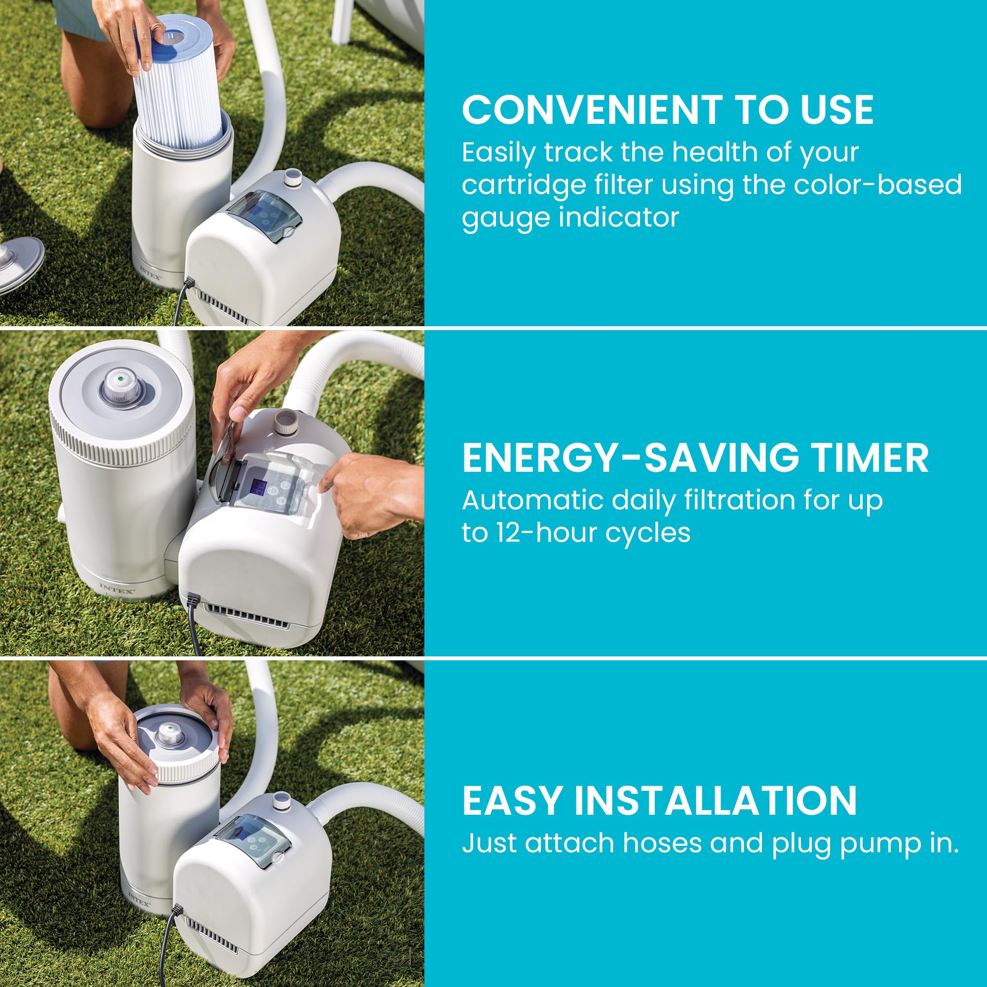 INTEX Krystal Clear 2,500 GPH Cartridge Filter Pump for Above Ground Pools