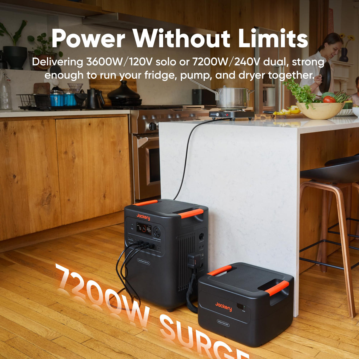 Jackery HomePower 3600 Plus & 2x200W Solar Panels, 3584Wh, 3600W AC Output