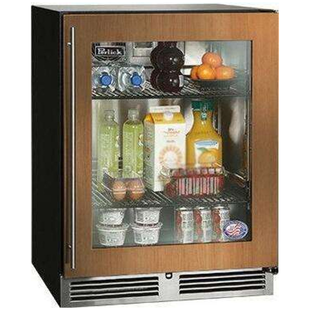 Perlick ADA Compliant Models HA24RB44R 24 Inch Built-in Undercounter Refrigerator with 4.8 cu. ft. Capacity, 2 Full-Extension Shelves, Dial Controls, ADA Compliant: Panel Ready-Glass, Right Hinge Door Swing