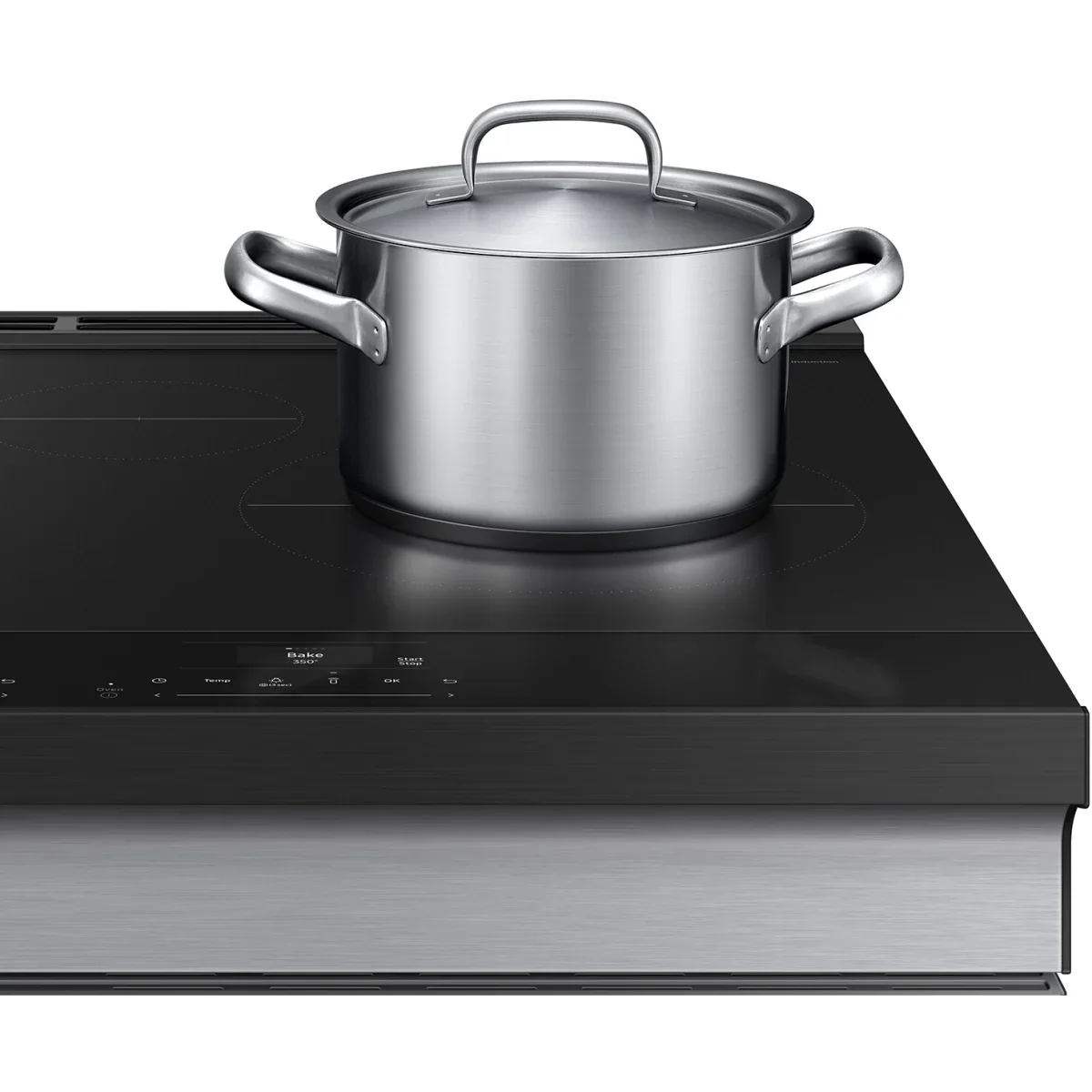 Samsung NSI6DG9500SR 30 Inch Smart Slide-In Induction Range with 4 Elements, 6.3 Cu. Ft. Oven Capacity, Oven Camera, Air Fry, Convection+, Ambient Edge Lighting™, Self & Steam Clean, Sabbath Mode, ADA Compliant and ENERGY STAR® Certified: Stainless Steel