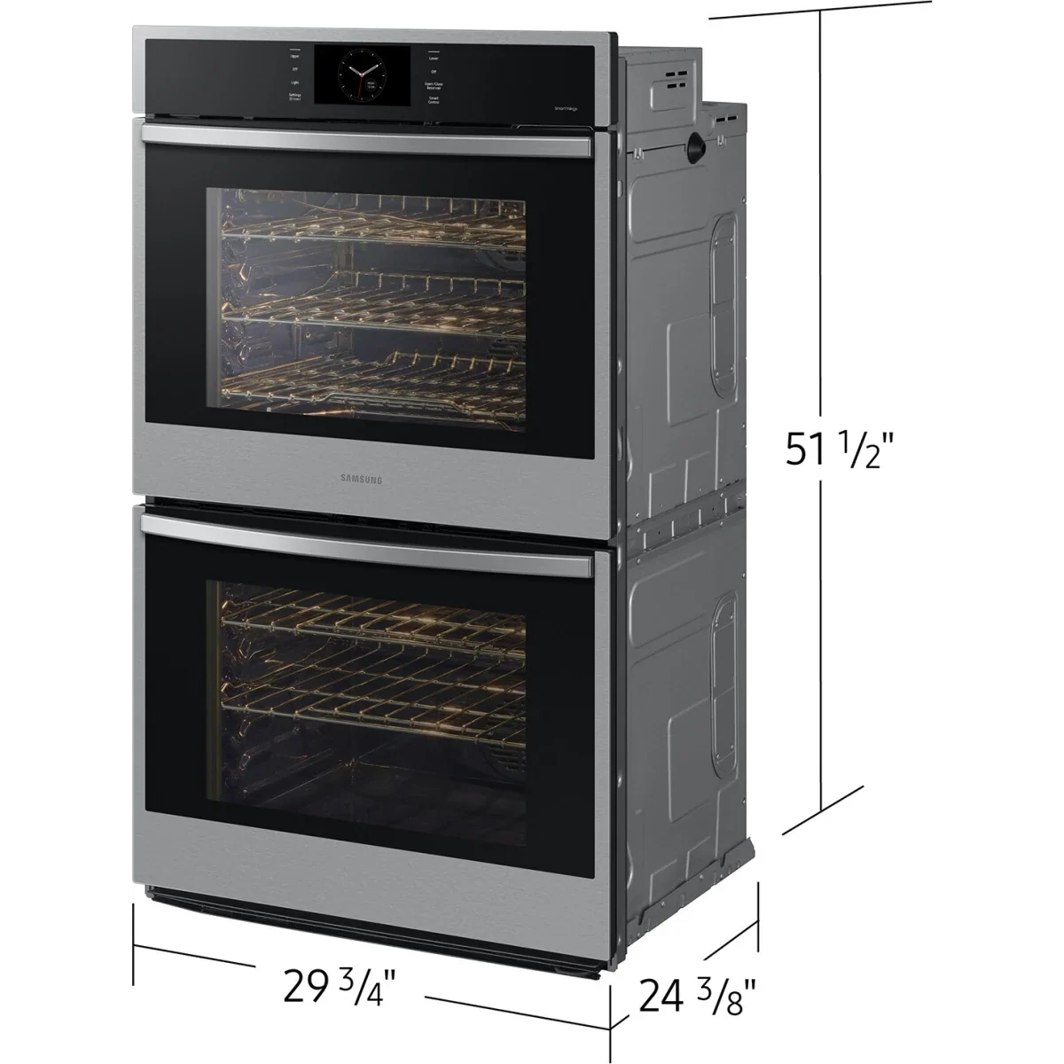 Samsung NV51CG600DSR 30 Inch Double Electric Smart Wall Oven with 10.2 cu. ft. Dual Convection Oven, Self+Steam Clean, Air Fry, Steam Cook, Air Sous Vide, Sabbath, and Gliding Rack: Stainless Steel