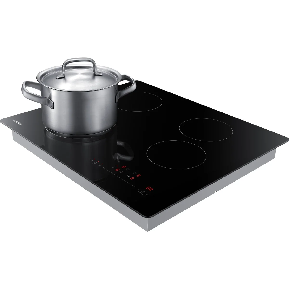 Samsung NZ24T4360RK 24 Inch Electric Cooktop with 4 Burner Elements, Smooth Glass Ceramic Surface, Digital Touch Controls, Hot Surface Indicator, Kitchen Timer, Easy-to-Clean Surface, and Child Safety Lock: Stainless Steel Trim