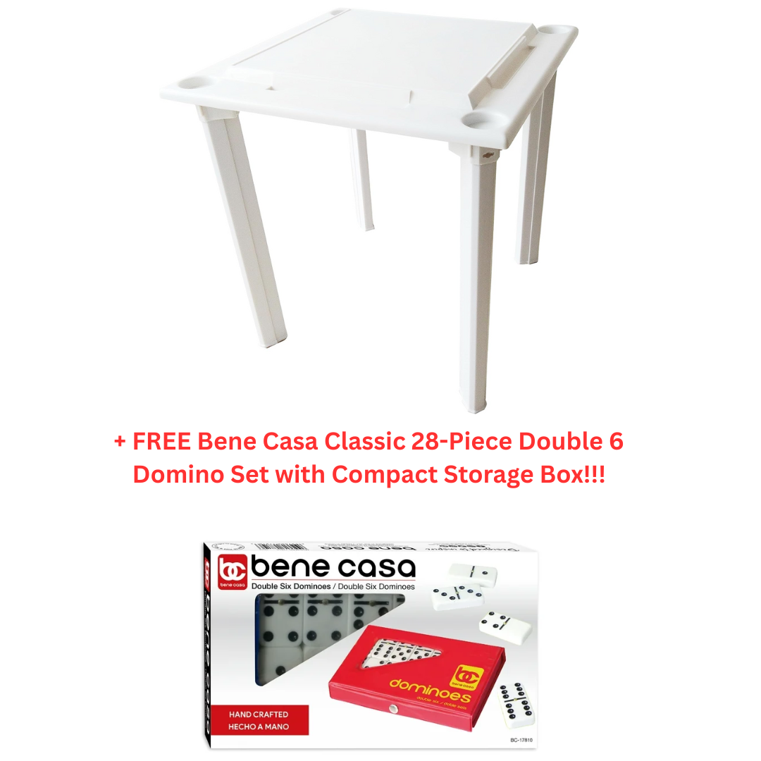 Bene Casa Floating Game Table w/ removable legs for pool or beach party Bundle With 28-piece Double 6 domino set BC-65290