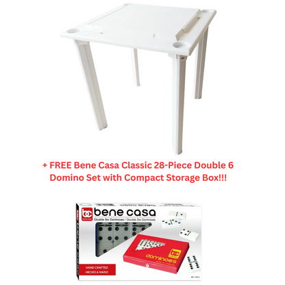 Bene Casa Floating Game Table w/ removable legs for pool or beach party Bundle With 28-piece Double 6 domino set BC-65290