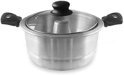 Bene Casa - Aluminum Flan Mold Double Boiler with Glass Lid (1.6 Liter) - Includes Aluminum Inner Pan (8") - Dishwasher Safe BC-58378