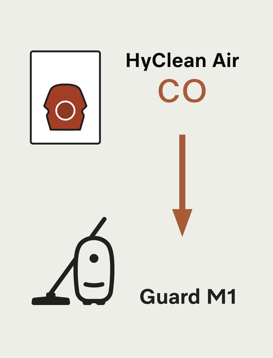 Miele HyClean Air CO Vacuum Cleaner Bags for Miele Guard M1 Vacuum Cleaners, XL Pack of 8 Vacuum Bags and 2 AirClean Exhaust Filters – 12909630