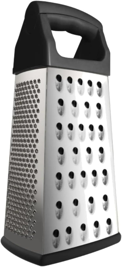 Bene Casa hand-held, 4-way grater, stainless-steel blade grater, comfort handle grater, easy to use, 4-cut grater for cheese, fruit and more. BC-26023