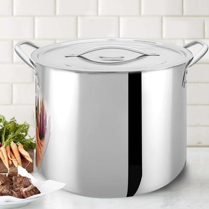 Bene Casa Stainless-Steel Stock Pot with lid, 8-quart capacity stock pot, reinforced bottom stainless-steel stock pot BC-16450