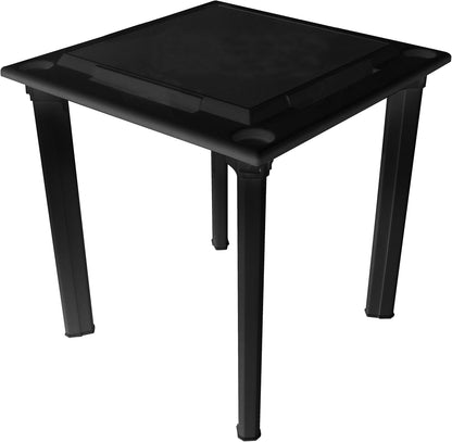 Bene Casa - Black Indoor & Outdoor Domino and Game Table Includes Domino and Scrabble Tile Racks and Cup Holders - Table Legs are Removable for Easy Storage - Mesa de Juego