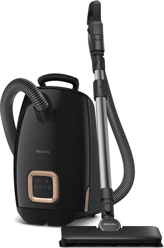 NEW Miele Guard L1 AllFloor Bagged Canister Vacuum Cleaner with AirClean Plus Filter, AllTeQ Universal Floorhead, and AllFloor Floorbrush, LED Display Panel, in Obsidian Black/Rose Gold