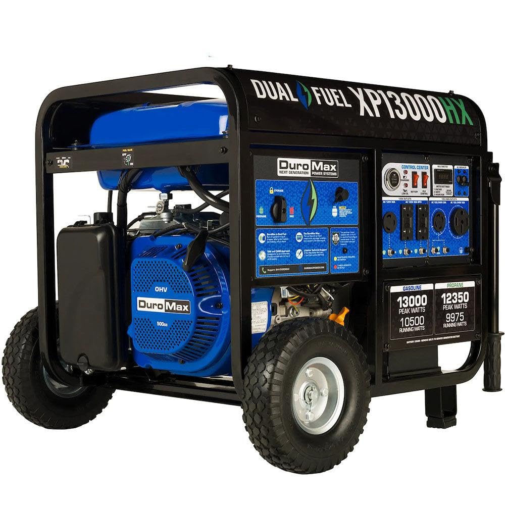 DuroMax XP13000HX 13,000-Watt Dual Fuel Portable Generator - Gas & Propane, Electric Start, Whole Home Power Backup, Transfer Switch Ready, RV & Emergency Ready