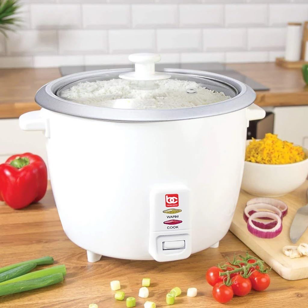 Bene Casa White Rice Cooker, 3 Cup (uncooked)/ 6 cup (cooked) Arrocera Blanca Electrica, 3 Medidas sin Cocinar, 6 Medidas Cocinada. BC-12420