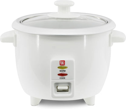 Bene Casa White Rice Cooker, 3 Cup (uncooked)/ 6 cup (cooked) Arrocera Blanca Electrica, 3 Medidas sin Cocinar, 6 Medidas Cocinada. BC-12420