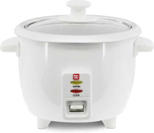 Bene Casa White Rice Cooker, 3 Cup (uncooked)/ 6 cup (cooked) Arrocera Blanca Electrica, 3 Medidas sin Cocinar, 6 Medidas Cocinada. BC-12420
