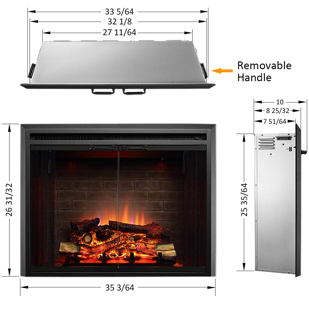 PuraFlame Klaus 33" Electric Fireplace Insert