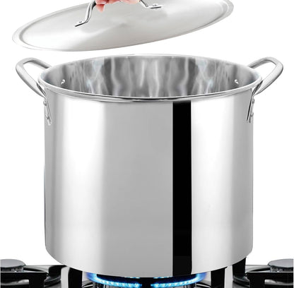 Bene Casa Stainless-Steel Stock Pot with lid, 8-quart capacity stock pot, reinforced bottom stainless-steel stock pot BC-16450