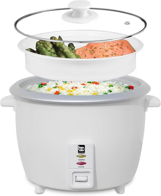 Bene Casa Rice Cooker with glass lid, 10-Cup Dishwasher safe rice cooker with auto cut off, steamer rice maker with keep warm facility. BC-12418
