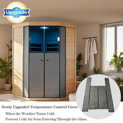 Smart Indoor Home Sauna 0-5mG Ultra Low Emf Far Infrared Sauna 2-3 Person, 1520w Hemlock Wooden Saunas Room with APP & LCD Control Panel, Bluetooth Speaker, Chromotherapy Lights, Thermal Cover