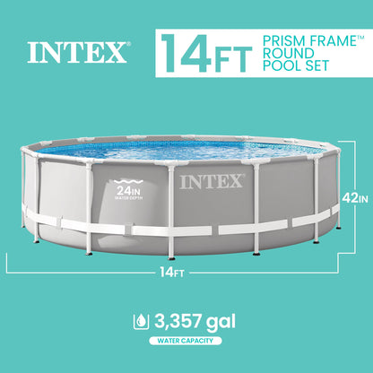 Prism Frame 14ft x 42in Round Above Ground Swimming Pool Set w/Pump