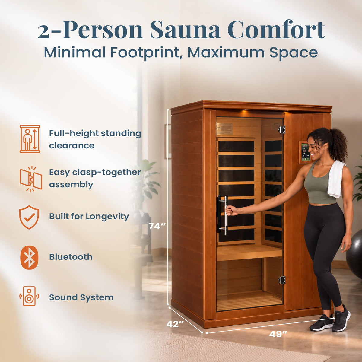 DYNAMIC SAUNAS Venice Elite 2-Person Infrared Sauna with Red Light Therapy