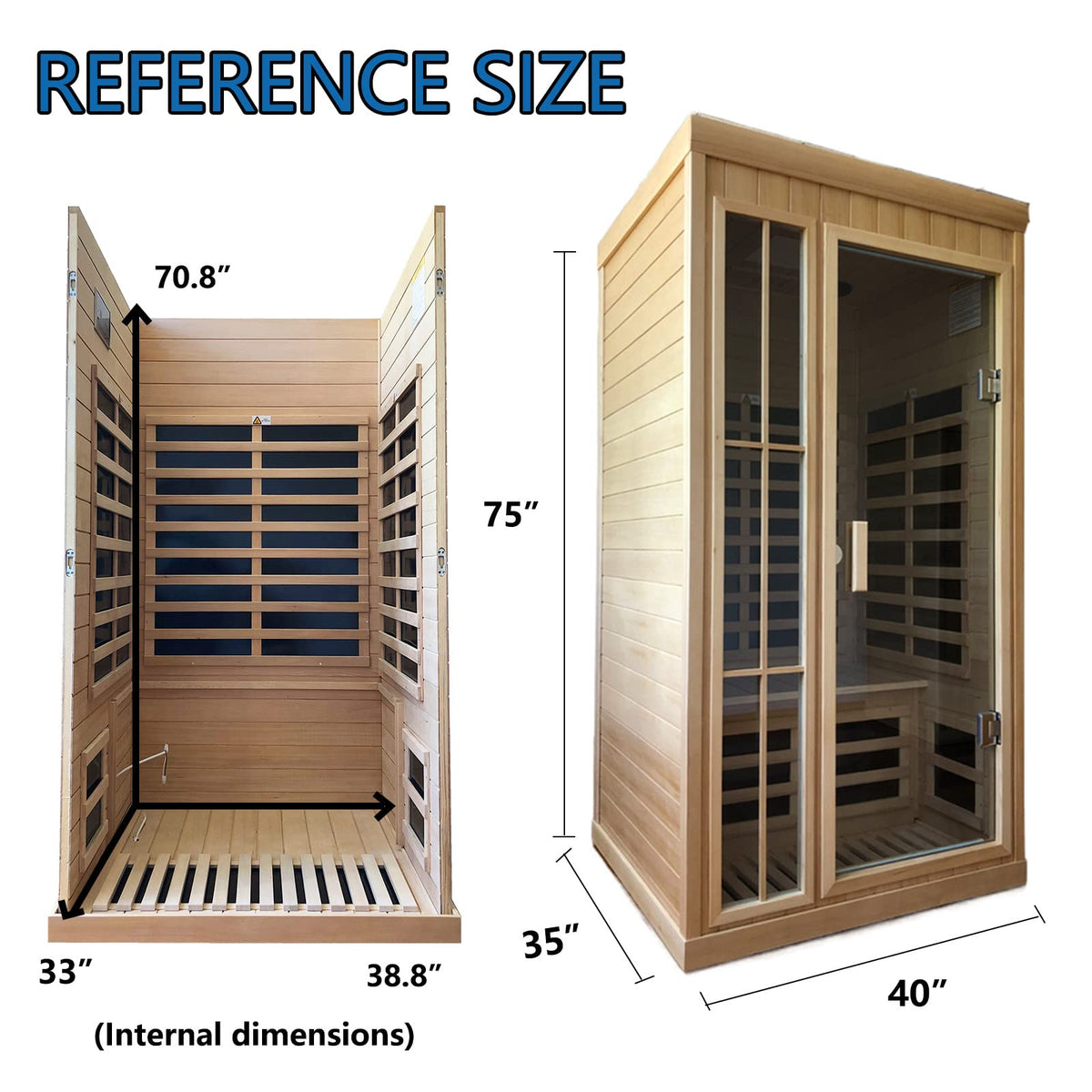 Kanlanth 1-2 Person Infrared Sauna, Hemlock Wood Low EMF Far Infrared Saunas for Home, APP Control 1350w Indoor Personal Sauna Room with Blue-Tooth, 7 Color Therapy Light, 7 Heating Panels