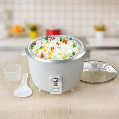 Bene Casa Rice Cooker with glass lid, 10-Cup Dishwasher safe rice cooker with auto cut off, steamer rice maker with keep warm facility. BC-12418