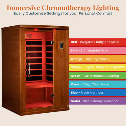DYNAMIC SAUNAS Venice Elite 2-Person Infrared Sauna with Red Light Therapy