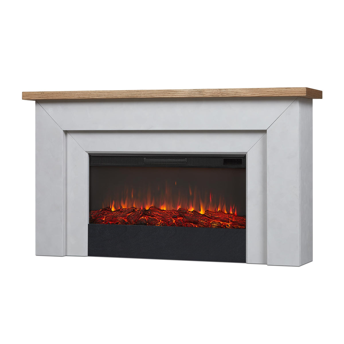 Real Flame Malie 68" Landscape Electric Fireplace with Mantel for Living Room or Bedroom, Replaceable Fireplace Insert Heater, Realistic Log and Flame Effect, Remote Control, Timer - Venetian Gray