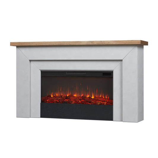 Real Flame Malie 68" Landscape Electric Fireplace with Mantel for Living Room or Bedroom, Replaceable Fireplace Insert Heater, Realistic Log and Flame Effect, Remote Control, Timer - Venetian Gray