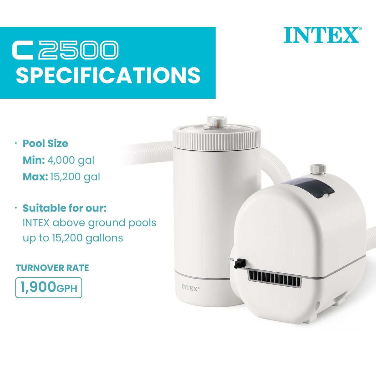 INTEX Krystal Clear 2,500 GPH Cartridge Filter Pump for Above Ground Pools