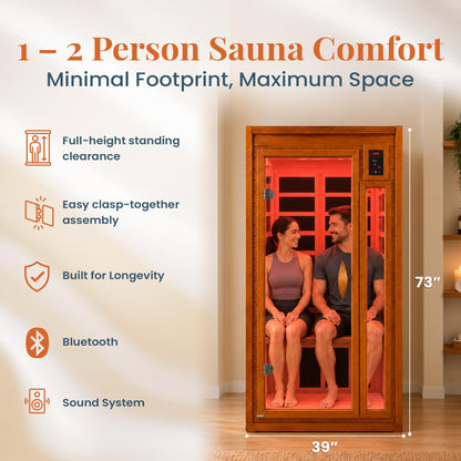 Dynamic Saunas Barcelona 1-2 Person Infrared Sauna with Red Light Therapy