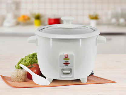 Bene Casa White Rice Cooker, 3 Cup (uncooked)/ 6 cup (cooked) Arrocera Blanca Electrica, 3 Medidas sin Cocinar, 6 Medidas Cocinada. BC-12420