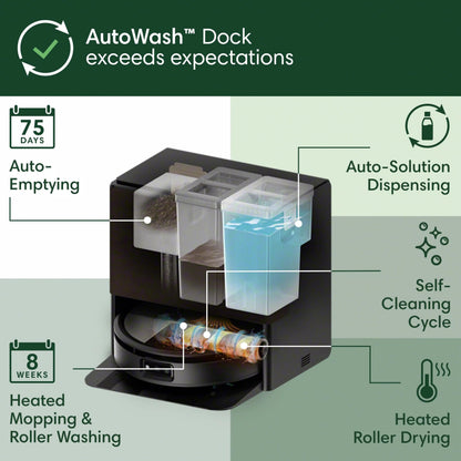 iRobot Roomba 705X Robot Vacuum & Mop Combo, 175x More Suction, Extending Self-Cleaning Roller Mop, Multifunction Dock, 75 Day Self-Emptying, Hot Wash/Dry, AI Obstacle Avoidance, Ideal for Pet Hair