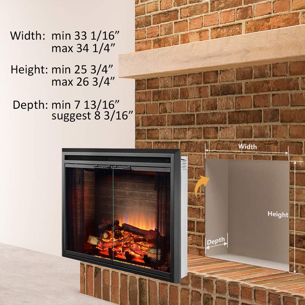 PuraFlame Klaus 33" Electric Fireplace Insert