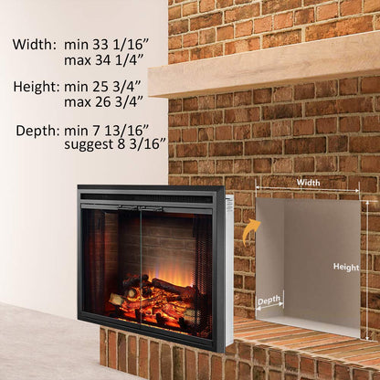 PuraFlame Klaus 33" Electric Fireplace Insert