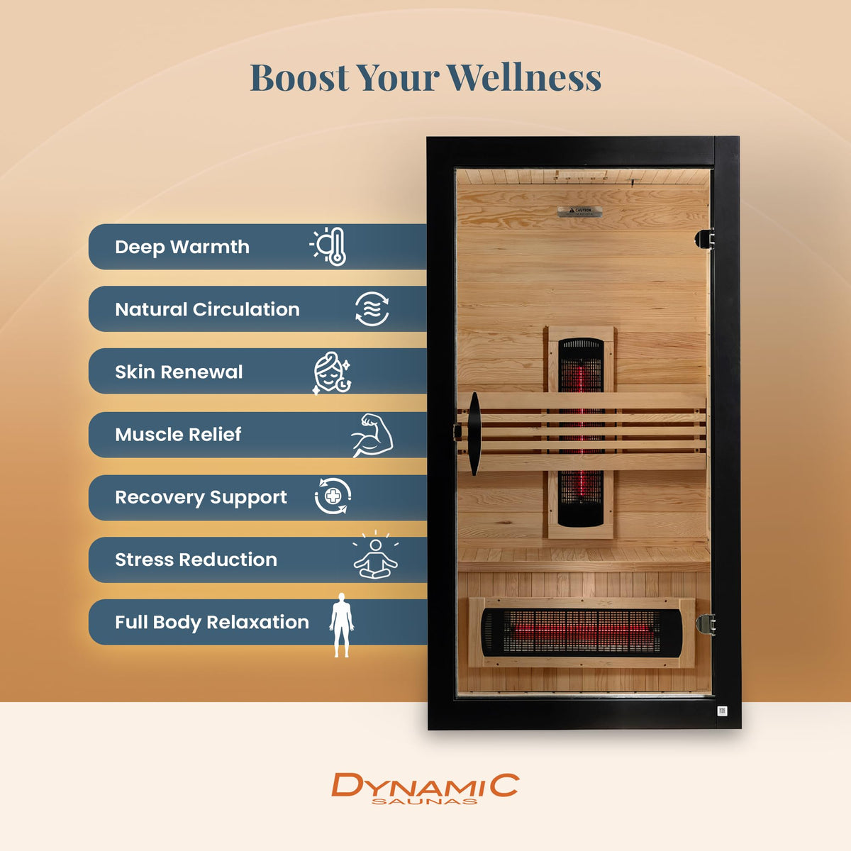 DYNAMIC SAUNAS Santorini Full Spectrum Infrared Sauna w/Red Light Therapy