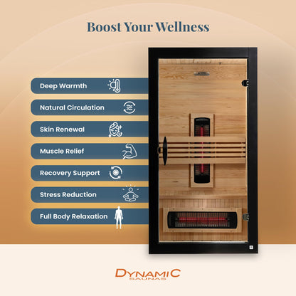 DYNAMIC SAUNAS Santorini Full Spectrum Infrared Sauna w/Red Light Therapy