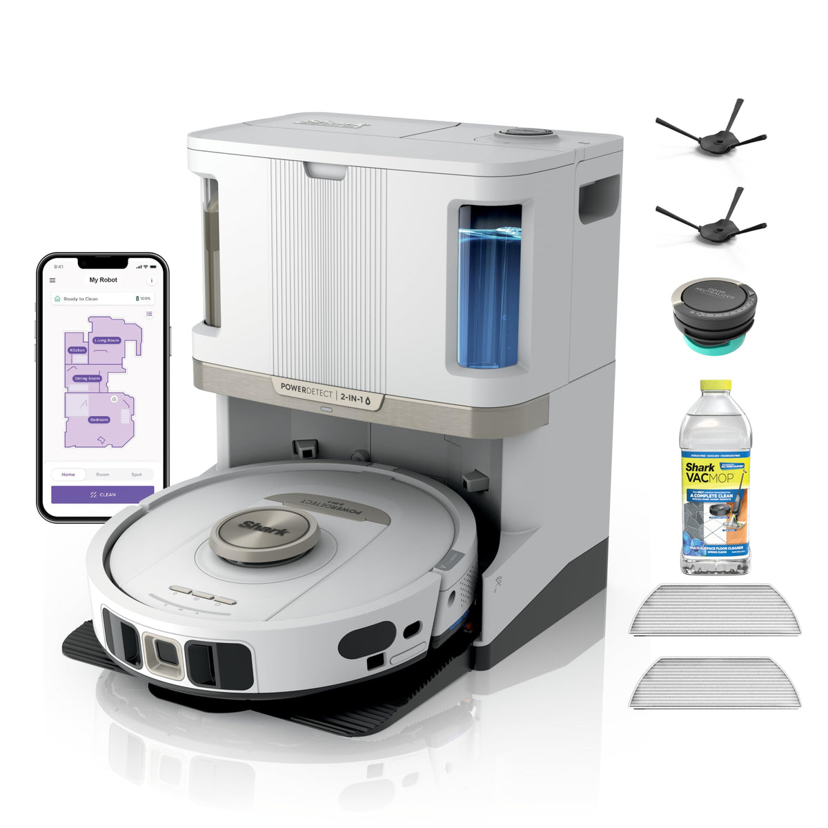 Shark PowerDetect Robot Vacuum & Mop Combo, 60-Day Self-Empty, AV2810ZEWH