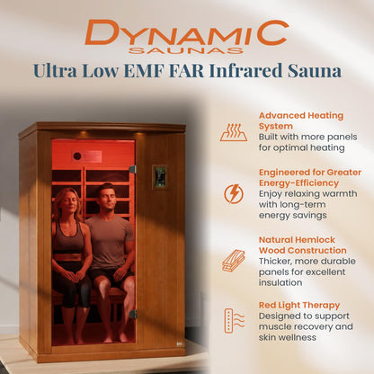 DYNAMIC SAUNAS Venice Elite 2-Person Infrared Sauna with Red Light Therapy