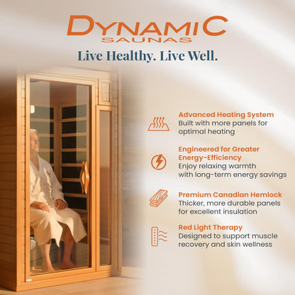Dynamic Saunas Barcelona 1-2 Person Infrared Sauna with Red Light Therapy