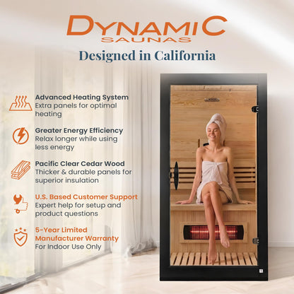DYNAMIC SAUNAS Santorini Full Spectrum Infrared Sauna w/Red Light Therapy