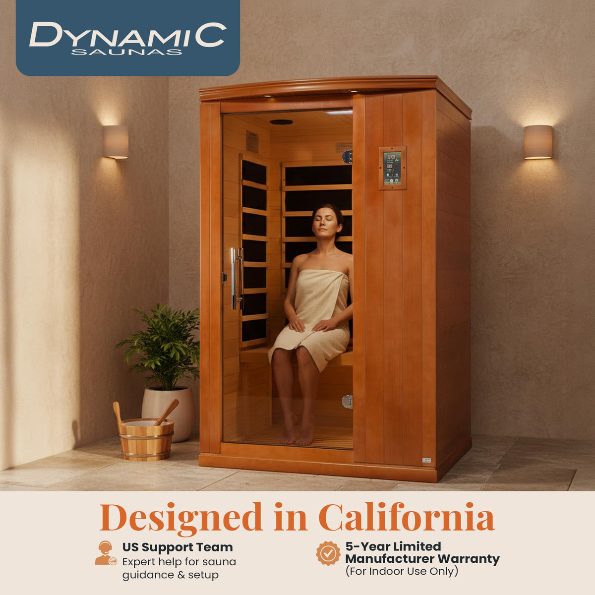 DYNAMIC SAUNAS Venice Elite 2-Person Infrared Sauna with Red Light Therapy