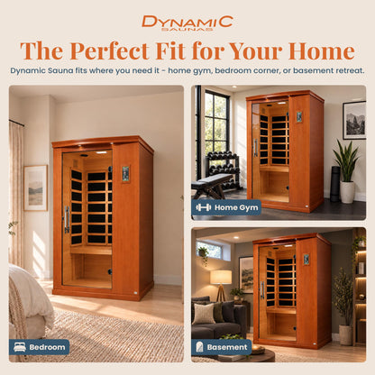 DYNAMIC SAUNAS Venice Elite 2-Person Infrared Sauna with Red Light Therapy