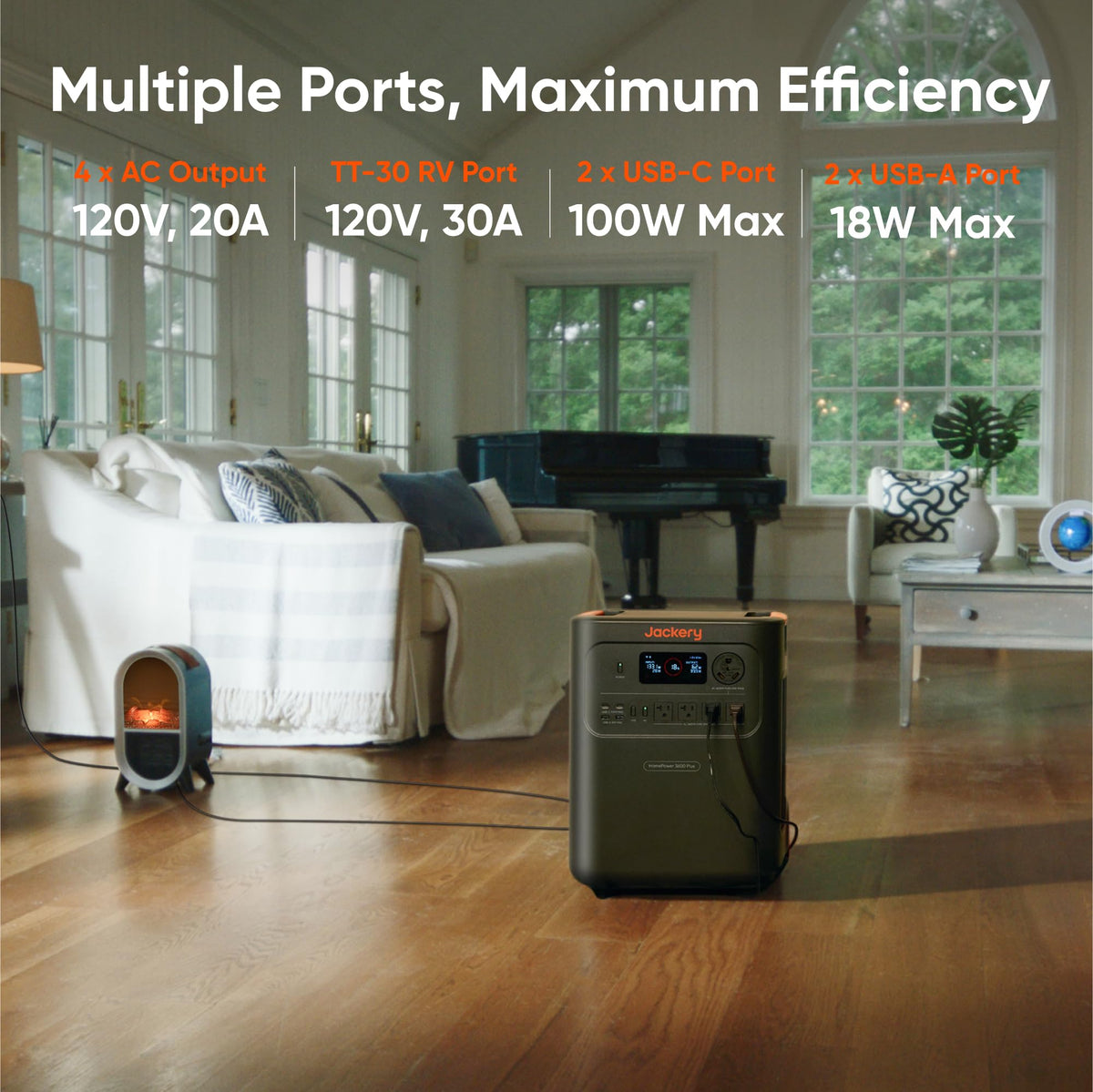 Jackery HomePower 3600 Plus & 2x200W Solar Panels, 3584Wh, 3600W AC Output