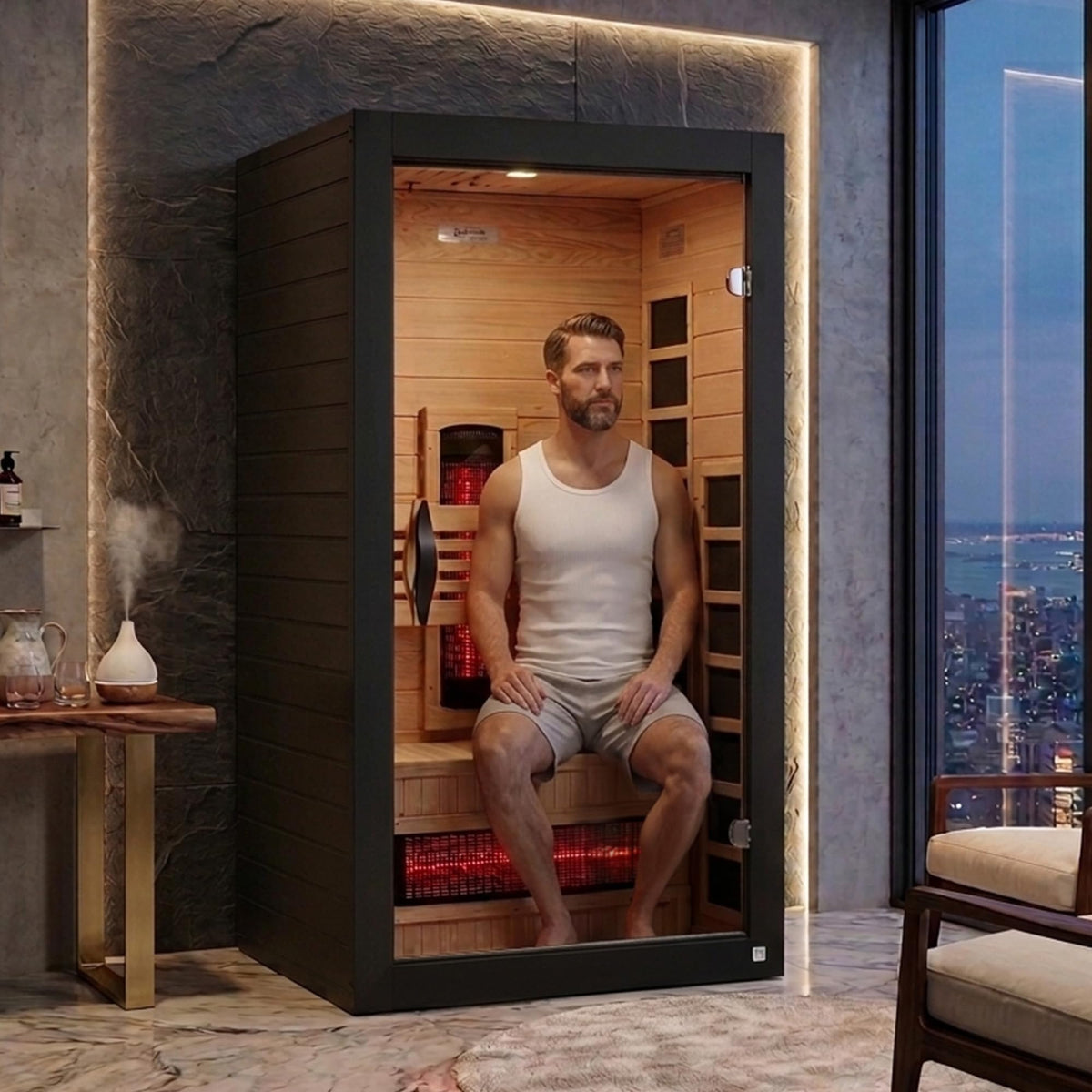 DYNAMIC SAUNAS Santorini Full Spectrum Infrared Sauna w/Red Light Therapy
