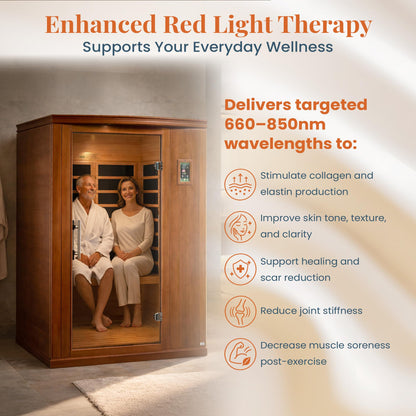 DYNAMIC SAUNAS Venice Elite 2-Person Infrared Sauna with Red Light Therapy