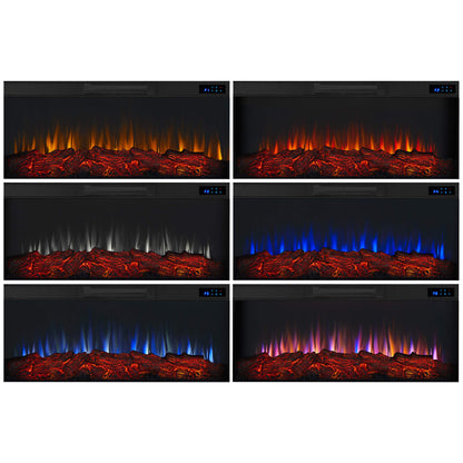 Real Flame Malie 68" Landscape Electric Fireplace with Mantel for Living Room or Bedroom, Replaceable Fireplace Insert Heater, Realistic Log and Flame Effect, Remote Control, Timer - Venetian Gray