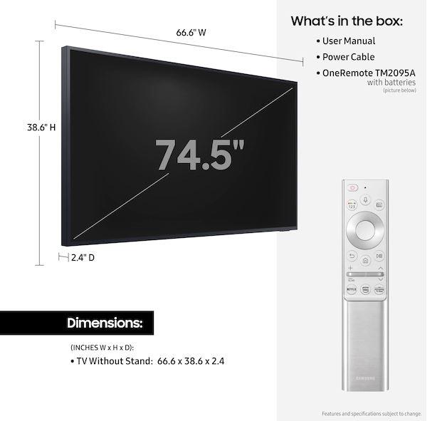 SAMSUNG 75-inch Class QLED 4K LST7T The Terrace Partial Sun Outdoor, Direct Full Array 16x, Quantum HDR 32x, Weatherproof, Wide Viewing Angle Smart TV w/ Alexa Built-in QN75LST7TAFXZA